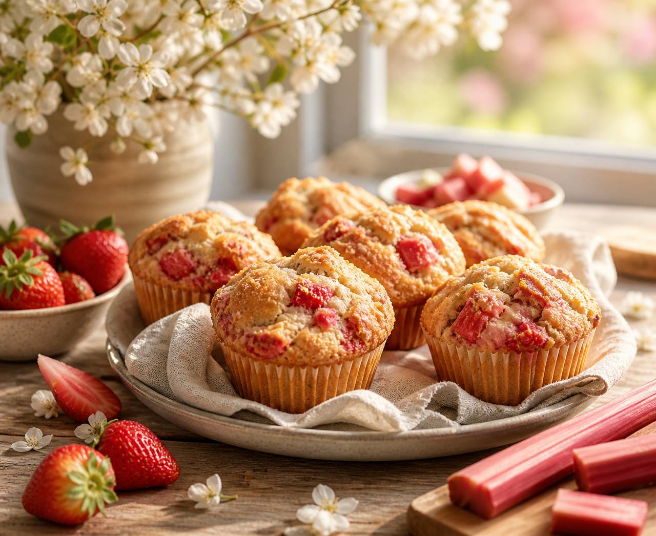 Strawberry Rhubarb Muffins